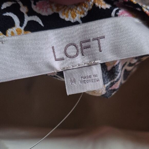 LOFT Black and Yellow Floral Long Sleeve Dress - Picture 2 of 16